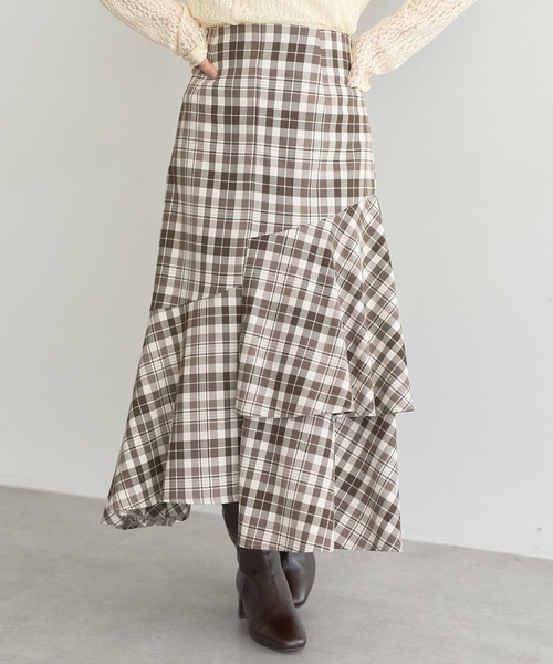 earth music&ecology(アースミュージックアンドエコロジー)の「ティアードイレヘムスカート(スカート・レディース・アイボリー/ブラウン系その他4/ブラック・S/M)」の15枚目の写真