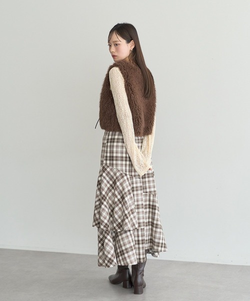 earth music&ecology(アースミュージックアンドエコロジー)の「ティアードイレヘムスカート(スカート・レディース・アイボリー/ブラウン系その他4/ブラック・S/M)」の19枚目の写真