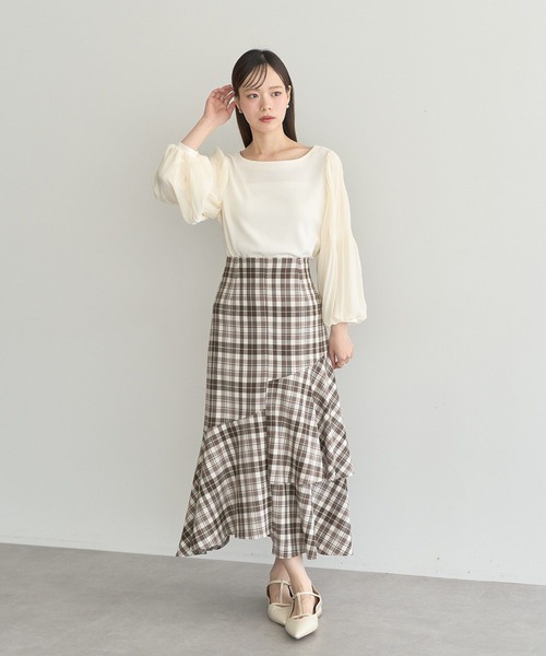 earth music&ecology(アースミュージックアンドエコロジー)の「ティアードイレヘムスカート(スカート・レディース・アイボリー/ブラウン系その他4/ブラック・S/M)」の20枚目の写真