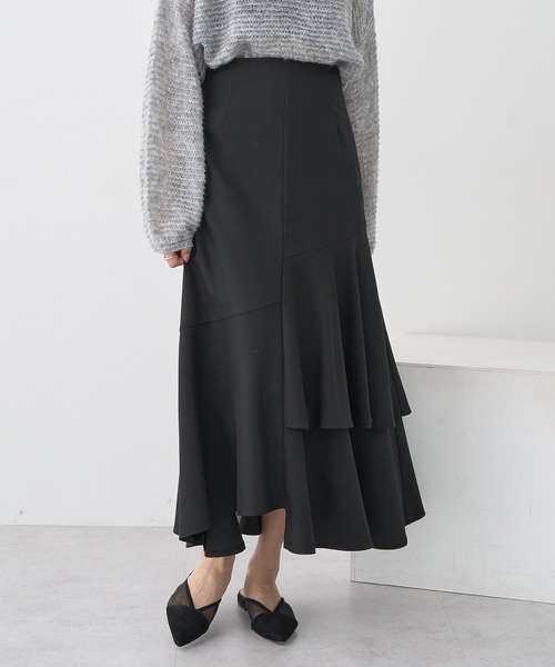 earth music&ecology(アースミュージックアンドエコロジー)の「ティアードイレヘムスカート(スカート・レディース・アイボリー/ブラウン系その他4/ブラック・S/M)」の11枚目の写真