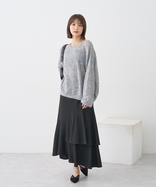 earth music&ecology(アースミュージックアンドエコロジー)の「ティアードイレヘムスカート(スカート・レディース・アイボリー/ブラウン系その他4/ブラック・S/M)」の12枚目の写真