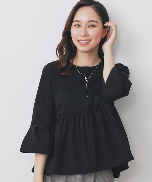 セール】ドッキングペプラムトップス【洗濯機洗い可】（Tシャツ
