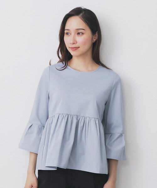 index（インデックス）の「ドッキングペプラムトップス【洗濯機洗い可】（Tシャツ/カットソー・レディース・ブラック/オフホワイト/ライトブルー・42/38/40/36）」の16枚目の写真