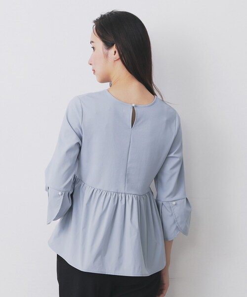 index（インデックス）の「ドッキングペプラムトップス【洗濯機洗い可】（Tシャツ/カットソー・レディース・ブラック/オフホワイト/ライトブルー・42/38/40/36）」の18枚目の写真