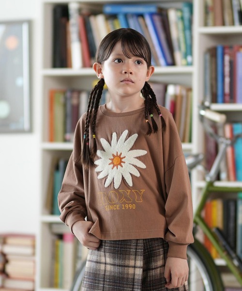 ROXY/ロキシー 長袖 Tシャツ ロンT キッズ ショート丈 フラワー