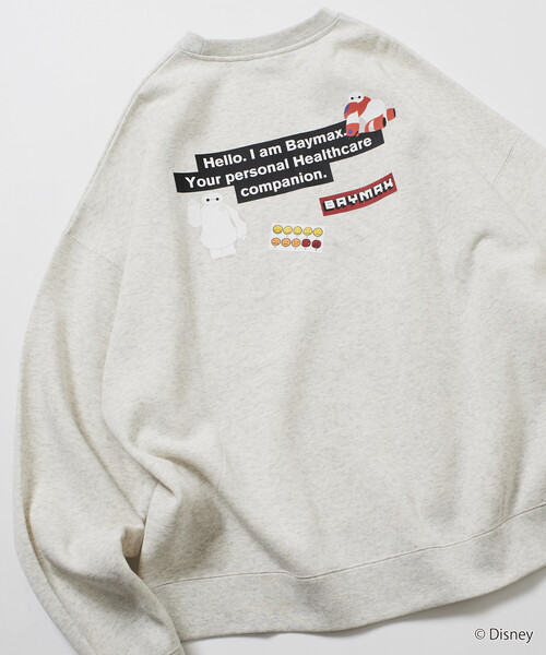 FREAK'S STORE(フリークスストア)の「限定展開 DISNEY / ディズニー ベイマックス / 別注 バックプリント クルーネックスウェット(スウェット・メンズ・アッシュグレー/ピンク/スミクロ・SMALL/MEDIUM/LARGE)」の1枚目の写真