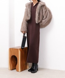 emesuelee（エメスーリー）の「ウール混 フードニットロングワンピース（ドレス）」