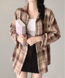 gossip！ロサンゼルス | Y2K オーバーサイズヴィンテージチェック長袖シャツ(Tシャツ/カットソー)