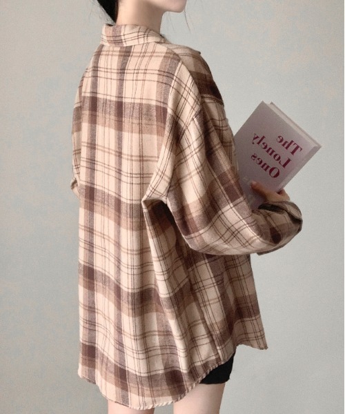 gossip！ロサンゼルス（ゴシップロサンゼルス）の「Y2K オーバーサイズヴィンテージチェック長袖シャツ（Tシャツ/カットソー・レディース・チェック・FREE）」の7枚目の写真