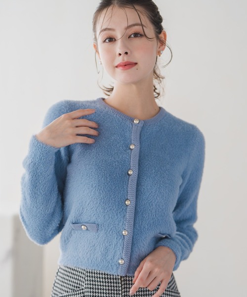 MISCH MASCH（ミッシュマッシュ）の「2025秋冬新作 シャギーニットカーディガン（カーディガン/ボレロ・レディース・ブルー/ホワイト/グレー/モカ・ﾌﾘ-）」の4枚目の写真