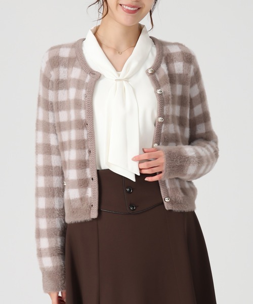 MISCH MASCH（ミッシュマッシュ）の「2025秋冬新作 シャギーニットカーディガン（カーディガン/ボレロ・レディース・ブルー/ホワイト/グレー/モカ・ﾌﾘ-）」の5枚目の写真