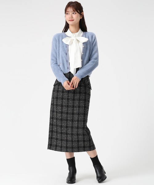 MISCH MASCH（ミッシュマッシュ）の「2025秋冬新作 シャギーニットカーディガン（カーディガン/ボレロ・レディース・ブルー/ホワイト/グレー/モカ・ﾌﾘ-）」の16枚目の写真