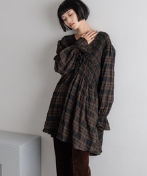 LOWRYS FARM | チェックシャーリングチュニックブラウス  605751(シャツ/ブラウス)