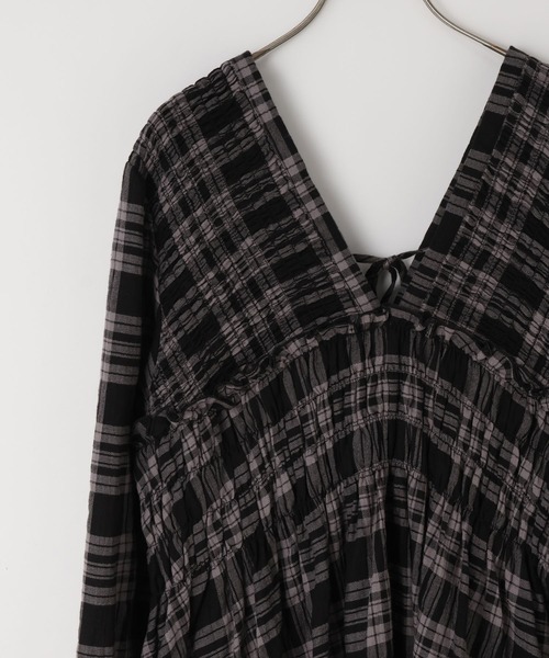 LOWRYS FARM（ローリーズファーム）の「チェックシャーリングチュニックブラウス  605751（シャツ/ブラウス・レディース・ブラック/ブラウン・FREE）」の8枚目の写真