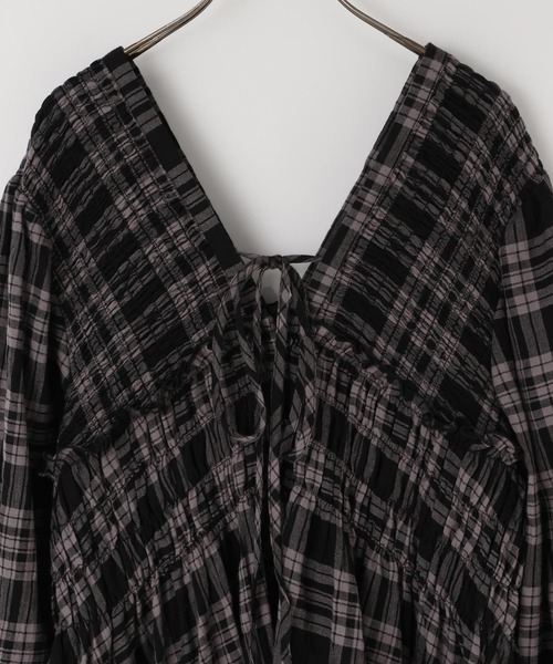 LOWRYS FARM（ローリーズファーム）の「チェックシャーリングチュニックブラウス  605751（シャツ/ブラウス・レディース・ブラック/ブラウン・FREE）」の10枚目の写真