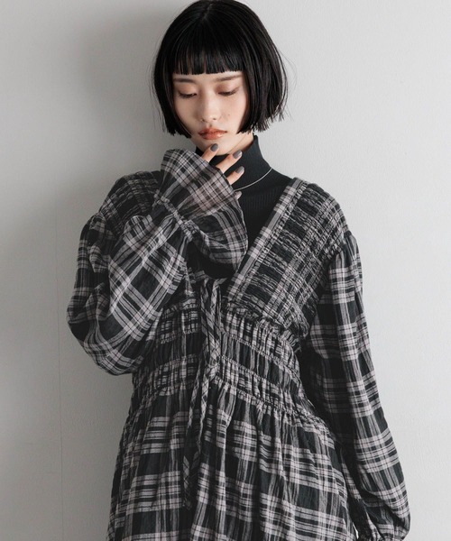 LOWRYS FARM（ローリーズファーム）の「チェックシャーリングチュニックブラウス  605751（シャツ/ブラウス・レディース・ブラック/ブラウン・FREE）」の22枚目の写真