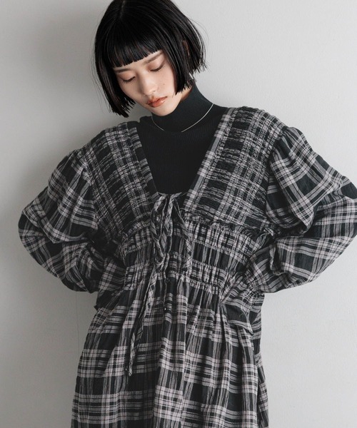 LOWRYS FARM（ローリーズファーム）の「チェックシャーリングチュニックブラウス  605751（シャツ/ブラウス・レディース・ブラック/ブラウン・FREE）」の21枚目の写真