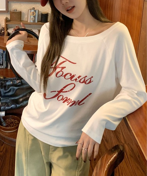 MAISON DE THERESE(メゾン ド テレーズ)の「片方オフショルダーのロングスリーブTシャツ(Tシャツ/カットソー・レディース・ホワイト/グレー/ブラック/ネイビー/A/ダークグレー/ライトグレー・M/S)」の7枚目の写真