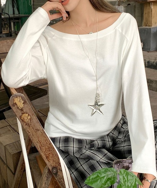 MAISON DE THERESE(メゾン ド テレーズ)の「片方オフショルダーのロングスリーブTシャツ(Tシャツ/カットソー・レディース・ホワイト/グレー/ブラック/ネイビー/A/ダークグレー/ライトグレー・M/S)」の21枚目の写真