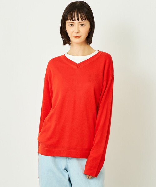 MACKINTOSH PHILOSOPHY(マッキントッシュ フィロソフィー)の「GREY LABEL ファインコットンVネックニット(ニット/セーター・レディース・チャコールグレー/ブラウン系その他5/レッド系その他/ピンク系その他2・2/6)」の4枚目の写真