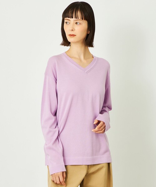 MACKINTOSH PHILOSOPHY(マッキントッシュ フィロソフィー)の「GREY LABEL ファインコットンVネックニット(ニット/セーター・レディース・チャコールグレー/ブラウン系その他5/レッド系その他/ピンク系その他2・2/6)」の3枚目の写真