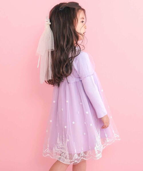 SLAP SLIP（スラップスリップ）の「フワフワお城刺しゅうチュールドッキングワンピース(80~130cm)（ワンピース・キッズ・ブルー/パープル・110cm/120cm/80ｃｍ/100cm/90cm/130cm）」の6枚目の写真