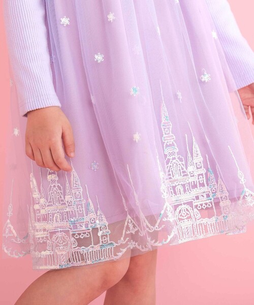 SLAP SLIP（スラップスリップ）の「フワフワお城刺しゅうチュールドッキングワンピース(80~130cm)（ワンピース・キッズ・ブルー/パープル・110cm/120cm/80ｃｍ/100cm/90cm/130cm）」の7枚目の写真