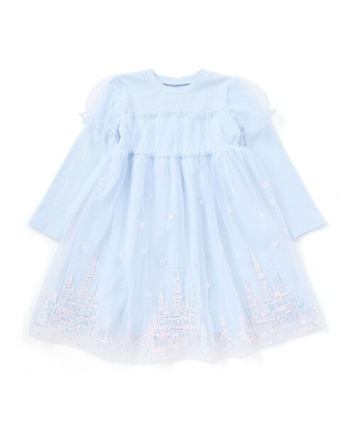SLAP SLIP（スラップスリップ）の「フワフワお城刺しゅうチュールドッキングワンピース(80~130cm)（ワンピース・キッズ・ブルー/パープル・110cm/120cm/80ｃｍ/100cm/90cm/130cm）」の8枚目の写真