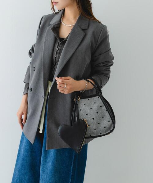 RODE SKO（ロデスコ）の「ハートキャンバスバッグ（ショルダーバッグ・レディース・ブラック/ベージュ・ONE）」の4枚目の写真