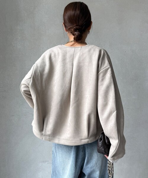 DouDou(ドゥドゥ)の「【WEB限定】ドルマンノーカラーブルゾン(その他アウター・レディース・ミント/ブラック/グレイッシュベージュ・FREE)」の21枚目の写真