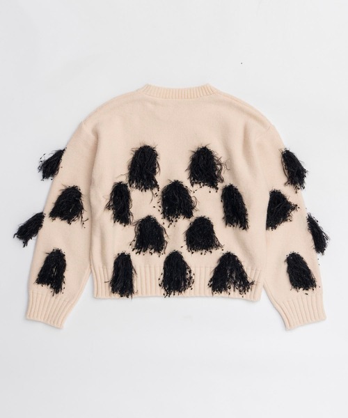 PRANK PROJECT(プランクプロジェクト)の「ボンボンニット / Pom-Pom Knit(ニット/セーター・レディース・チャコールグレー/オフホワイト・FREE)」の17枚目の写真