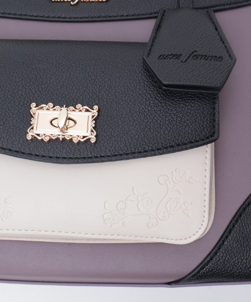 axes femme（アクシーズファム）の「薔薇エンボス配色バッグ（ショルダーバッグ・レディース・ブラック/グレイッシュベージュ/ネイビー・FREE）」の20枚目の写真