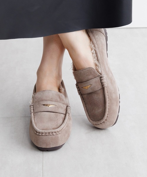 セール】【HIMIKO】【撥水】メタルポイントふわふわモカシン