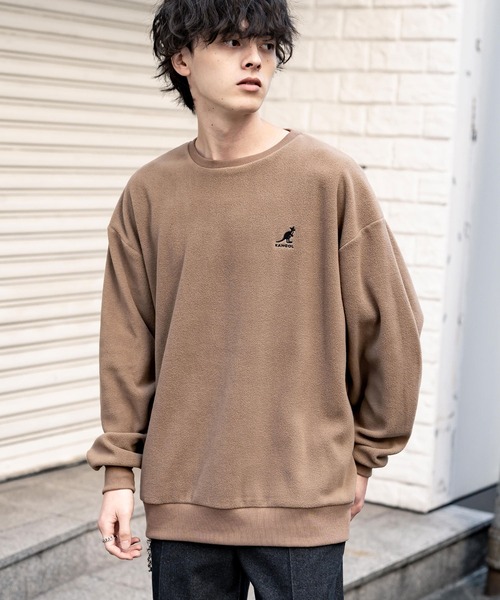 KANGOL(カンゴール)の「KANGOL 別注コラボ オーバーサイズロゴ刺繍裏起毛マイクロフリースプルオーバートレーナー(スウェット・メンズ・ベージュ/ブラック/ブラウン/チャコール/ネイビー/オフホワイト・L/XL/M)」の19枚目の写真