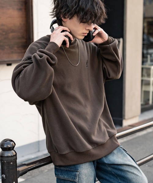 KANGOL(カンゴール)の「KANGOL 別注コラボ オーバーサイズロゴ刺繍裏起毛マイクロフリースプルオーバートレーナー(スウェット・メンズ・ベージュ/ブラック/ブラウン/チャコール/ネイビー/オフホワイト・L/XL/M)」の12枚目の写真