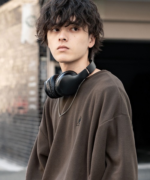 KANGOL(カンゴール)の「KANGOL 別注コラボ オーバーサイズロゴ刺繍裏起毛マイクロフリースプルオーバートレーナー(スウェット・メンズ・ベージュ/ブラック/ブラウン/チャコール/ネイビー/オフホワイト・L/XL/M)」の13枚目の写真