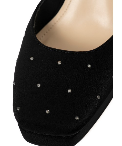 R&E（アールアンドイー）の「【R&E】チャンキーラメヒールスクエアトゥセパレートパンプス（パンプス・レディース・ブラック/ピンクベージュ・23.5cm/23cm/22.5cm/22cm/24.5cm/24cm）」の9枚目の写真