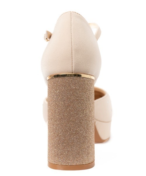 R&E（アールアンドイー）の「【R&E】チャンキーラメヒールスクエアトゥセパレートパンプス（パンプス・レディース・ブラック/ピンクベージュ・23.5cm/23cm/22.5cm/22cm/24.5cm/24cm）」の5枚目の写真