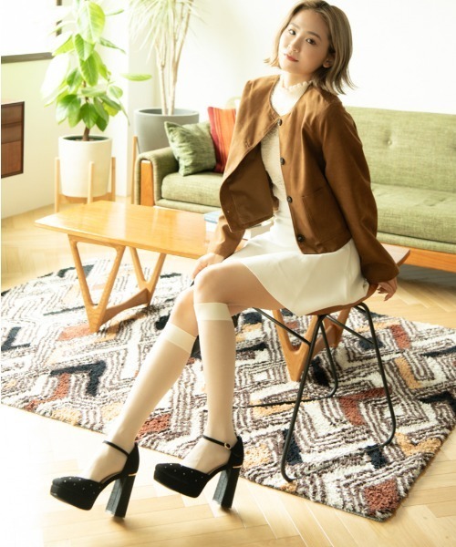 R&E（アールアンドイー）の「【R&E】チャンキーラメヒールスクエアトゥセパレートパンプス（パンプス・レディース・ブラック/ピンクベージュ・23.5cm/23cm/22.5cm/22cm/24.5cm/24cm）」の14枚目の写真