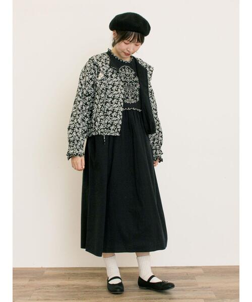 Samansa Mos2（サマンサ モスモス）の「【S/Mサイズ】配色刺繍ワンピース（ワンピース・レディース・キナリ/グレー/ブラック/レッド・S/M）」の6枚目の写真