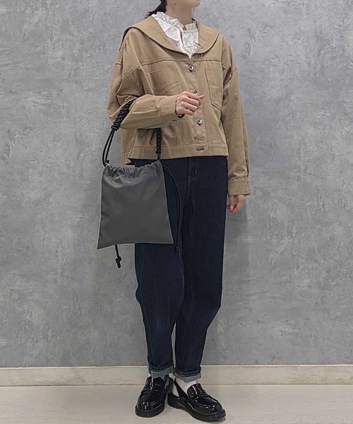 Bleu Bleuet(ブルーブルーエ)の「編み込み巾着ショルダー(ショルダーバッグ・レディース・グレー/カーキ/ブラック・FREE)」の17枚目の写真