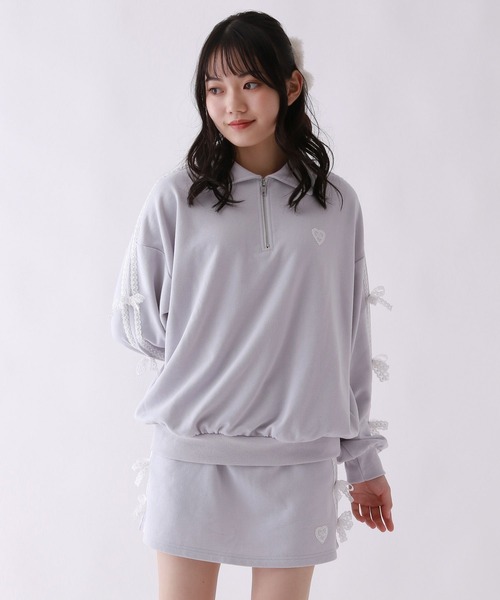 repipi armario(レピピ アルマリオ)の「【girly line】リボンサイドレースセットアップ(セットアップ・キッズ・ブラック/グレー/ブルー・MEDIUM/LARGE/SMALL)」の8枚目の写真