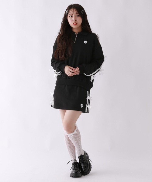 repipi armario(レピピ アルマリオ)の「【girly line】リボンサイドレースセットアップ(セットアップ・キッズ・ブラック/グレー/ブルー・MEDIUM/LARGE/SMALL)」の11枚目の写真