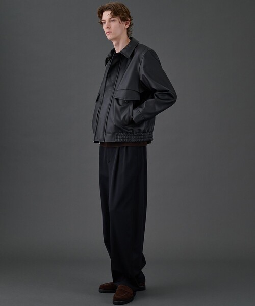 UNITED TOKYO(ユナイテッドトウキョウ)の「《残りわずか》VINTAGE LEATHER ブルゾン |2WAY/スタンド/レザー/フライト/防風性/防水性/冬服/ムレ防止/静電気防止(ブルゾン・メンズ・ブラック/ブラウン・1/2)」の3枚目の写真