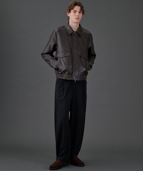 UNITED TOKYO(ユナイテッドトウキョウ)の「《残りわずか》VINTAGE LEATHER ブルゾン |2WAY/スタンド/レザー/フライト/防風性/防水性/冬服/ムレ防止/静電気防止(ブルゾン・メンズ・ブラック/ブラウン・1/2)」の9枚目の写真