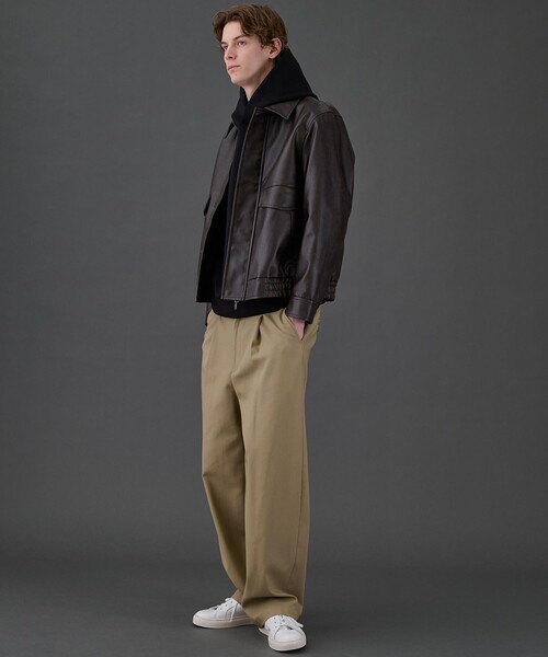 UNITED TOKYO(ユナイテッドトウキョウ)の「《残りわずか》VINTAGE LEATHER ブルゾン |2WAY/スタンド/レザー/フライト/防風性/防水性/冬服/ムレ防止/静電気防止(ブルゾン・メンズ・ブラック/ブラウン・1/2)」の4枚目の写真