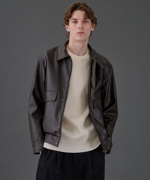 UNITED TOKYO(ユナイテッドトウキョウ)の「《残りわずか》VINTAGE LEATHER ブルゾン |2WAY/スタンド/レザー/フライト/防風性/防水性/冬服/ムレ防止/静電気防止(ブルゾン・メンズ・ブラック/ブラウン・1/2)」の10枚目の写真