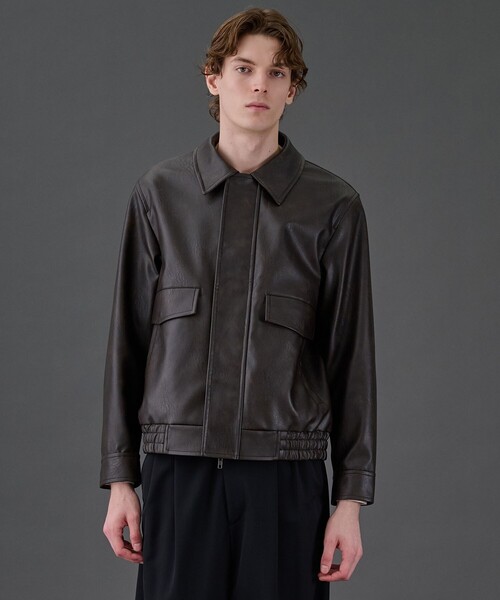 UNITED TOKYO(ユナイテッドトウキョウ)の「《残りわずか》VINTAGE LEATHER ブルゾン |2WAY/スタンド/レザー/フライト/防風性/防水性/冬服/ムレ防止/静電気防止(ブルゾン・メンズ・ブラック/ブラウン・1/2)」の11枚目の写真