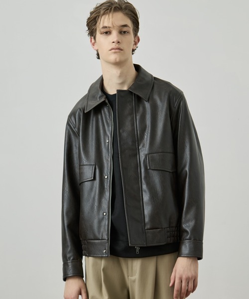 新作》VINTAGE LEATHER ブルゾン ｜2WAY/スタンド/レザー/フライト