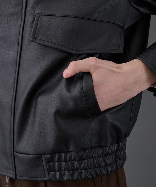 新作》VINTAGE LEATHER ブルゾン ｜2WAY/スタンド/レザー/フライト